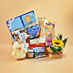 Light Yellow Straw Basket Baby Care Hamper