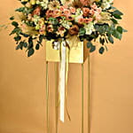 Blissful Mixed Flowers Golden Stand