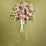 Blooming Pink Flowers Tripod Stand