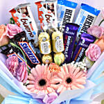 Delightful Mixed Flowers & Chocolates Bouquet