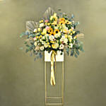 Graceful Mixed Flowers Golden Stand