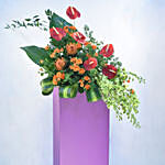 Lovely Mixed Flowers Purple Stand