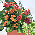 Lovely Mixed Flowers Red Stand