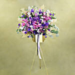 Mesmerising Purple & Pink Flowers Tripod Stand