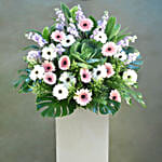 Serene Mixed Flowers Grey Stand