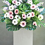 Serene Mixed Flowers Grey Stand