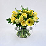 Bright Mixed Flowers Fish Bowl Vase