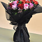 Black Jute Wrap Roses Bouquet