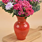 Charming Blooms Red Oval Vase