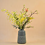 Orange Tulip & Yellow Lily Designer Vase