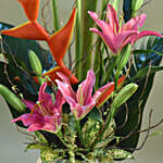 Pink Lily & Japanese Bamboo Designer Pot