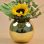 Sunflower & Green Anthurium Fish Bowl Vase