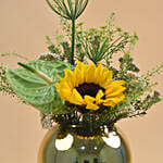 Sunflower & Green Anthurium Fish Bowl Vase