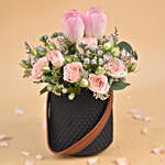 Tulips & Roses Black Vase
