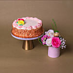 Pink Roses Box With Butter Sponge Cake