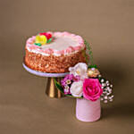 Pink Roses Box With Butter Sponge Cake