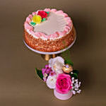 Pink Roses Box With Butter Sponge Cake