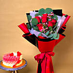 Roses N Chocolate Cake Surprise Combo
