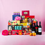 Assorted Goodies Leather Gift Basket