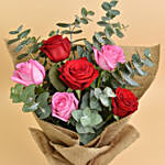 3 Pink 3 Red Roses Love Bouquet For Valentines