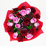 10 Pink & 10 Red Roses Bouquet With I Love You Table Top