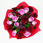 10 Pink & 10 Red Roses Bouquet With Mini Mousse Cake