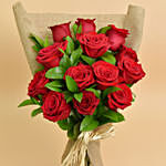 12 Valentines Red Roses Bouquet With Cake For Valentines