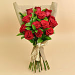 12 Valentines Red Roses Bouquet With I Love You Table Top For Valentines