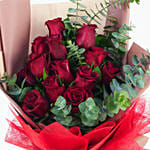 13 Red Roses Bouquet With I Love You Balloon For Valentines