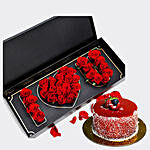 Box Of I Love You Roses With Mini Mousse Cake For Valentines