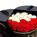 Charming Red & White Roses With I Love You Balloon For Valentines