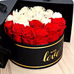 Charming Red & White Roses With I Love You Balloon For Valentines