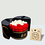Charming Red & White Roses With I Love You Table Top For Valentines