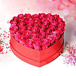 Heartshape Pink Roses Box With Mini Mousse Cake For Valentines