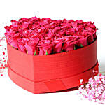 Heartshape Pink Roses Box With Mini Mousse Cake For Valentines