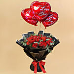 Joyful Red Bouquet with I Love You Balloons