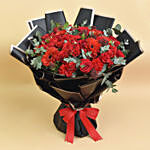 Joyful Red Bouquet With I Love You Table Top For Valentines