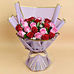 Love Expressions Pink And Red Roses Bouquet With Cake For Valentines