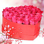 Pink Roses In Heartshape Box For Valentines