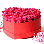 Pink Roses In Heartshape Box For Valentines