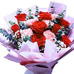 Rose & Carnation Bouquet For Valentines