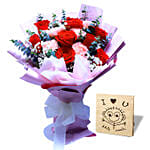 Rose & Carnation Bouquet With I Love You Table Top For Love