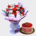 Rose & Carnation Bouquet With Mini Mousse Cake For Love