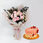 Titanic Rose Chamomile Bouquet With Cake For Valentines