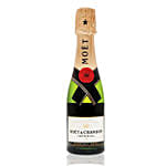 Red N White Roses With Mini Moet Champagne