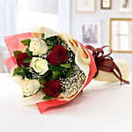 Red N White Valentine Roses Bouquet