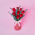 Beautiful Roses Arranged In Designer Vase For Valentine