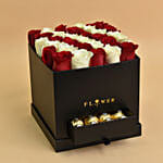 Floral Roses with Chocolates For Valentine And Red Velvet Cake