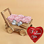 Lovely Forever Roses In a Cart For Valentine With I Love You Balloon