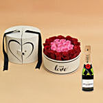 Pink & Red Roses Love For Valentine With Moet Champagne